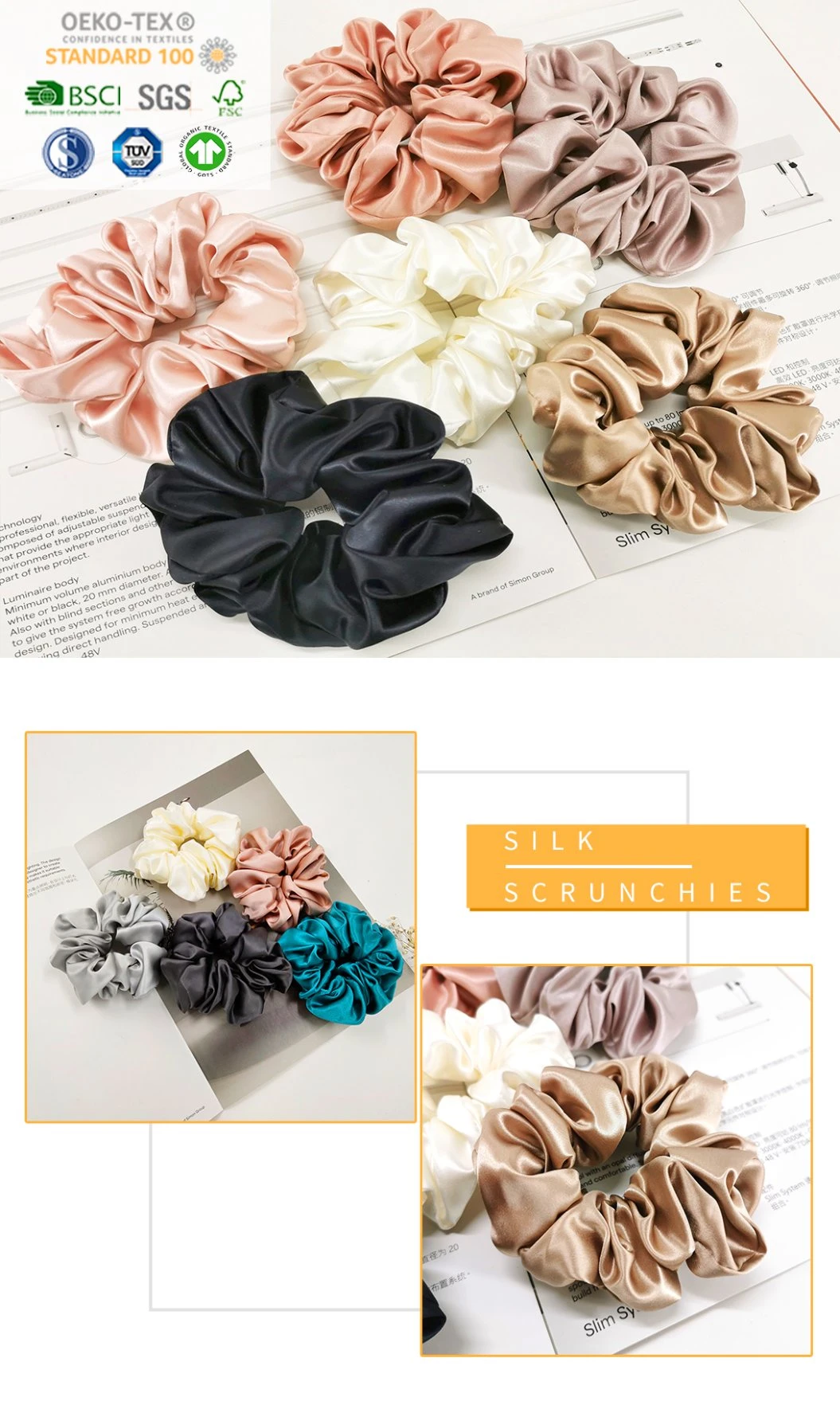 5cm Hot Sale 100% Mulberry Silk Silk Scrunchies for Women