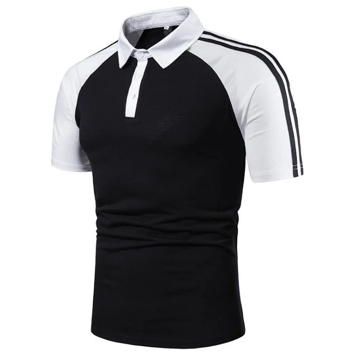 Raglan Sleeve Polo Shirt Striped 95% Cotton Polo Shirt with Private Label