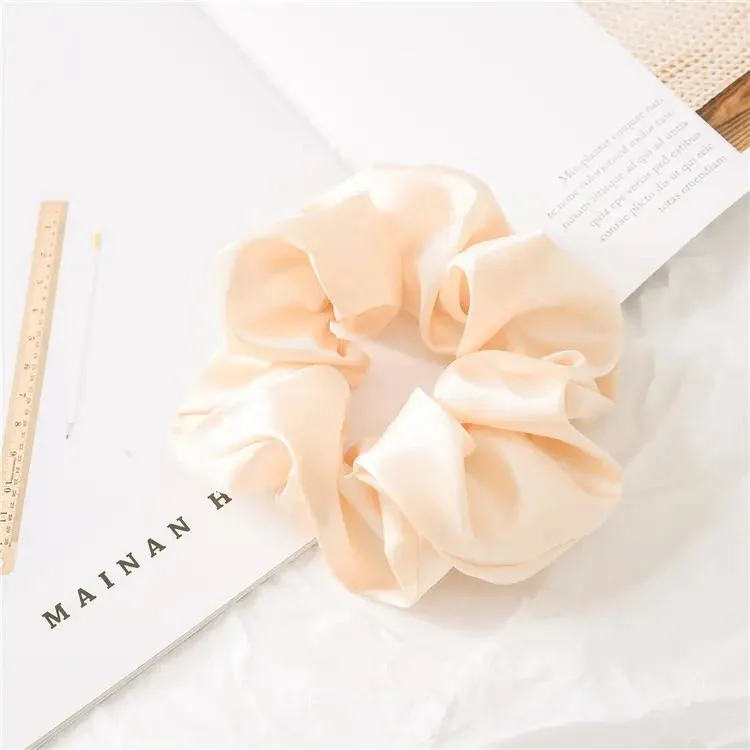 Retro Simple Stain Hair Scrunchies Women Silk Scrunchie