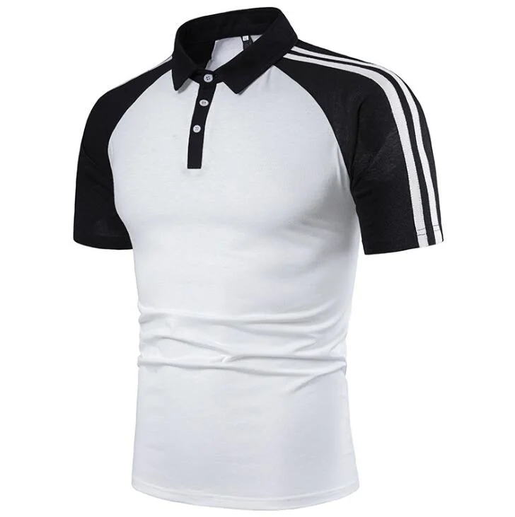 Raglan Sleeve Polo Shirt Striped 95% Cotton Polo Shirt with Private Label