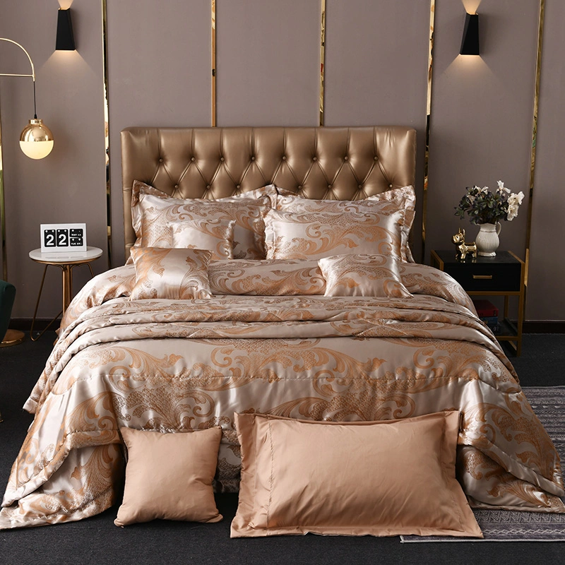 Classic Luxury Jacquard Silk Satin Soft Luxury Bed Sets Duvet Cover Bedding Set 4 6 8 10 PCS Set