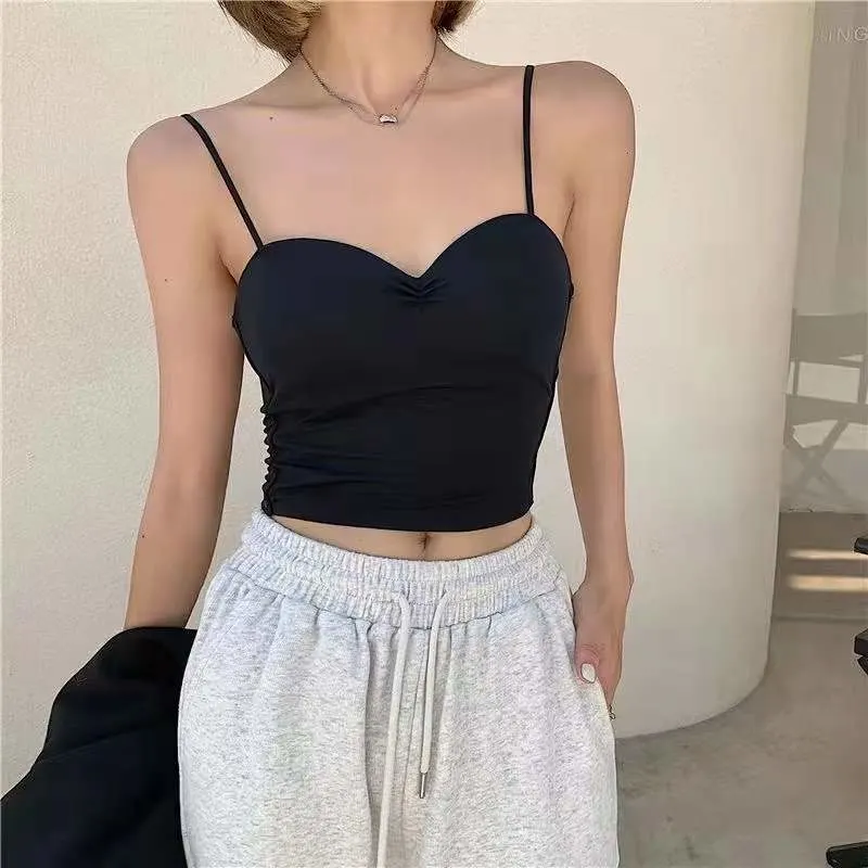 Simple Ice Silk Beautiful Back Solid Color Camisole Female Summer Outer Wear Underwear Female