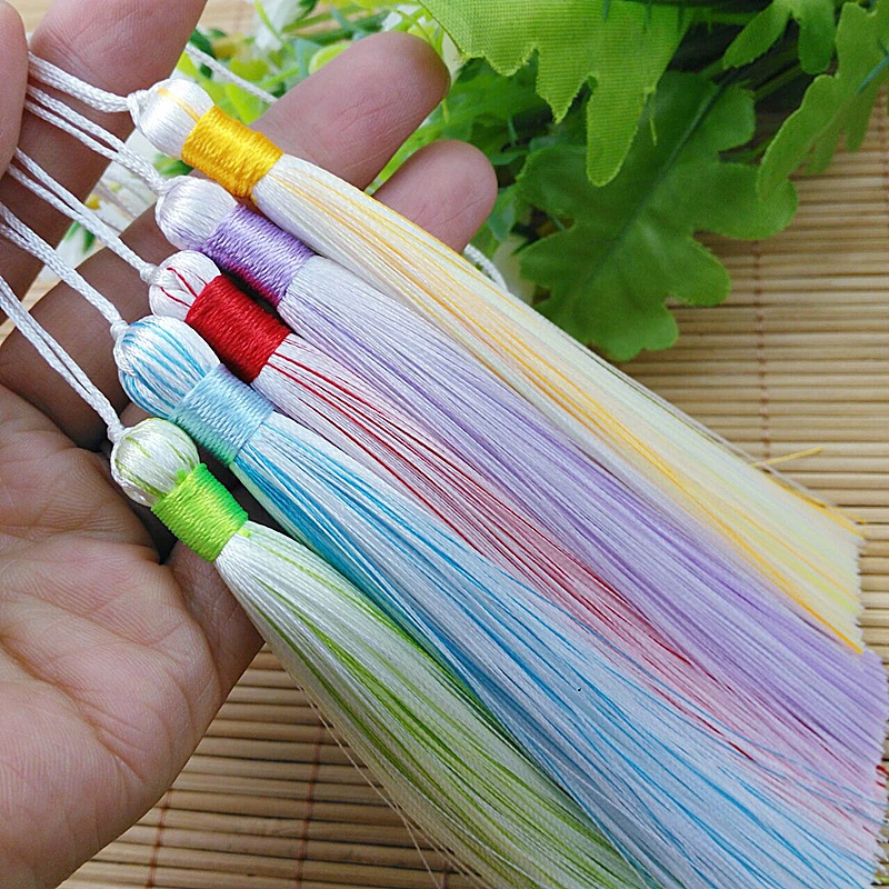 Wholesale Handmade Mixed Color Ice Silk Hanging Tassels Bookmarks Clothing Accessories Tassel Fringe DIY Jewelry Accessories