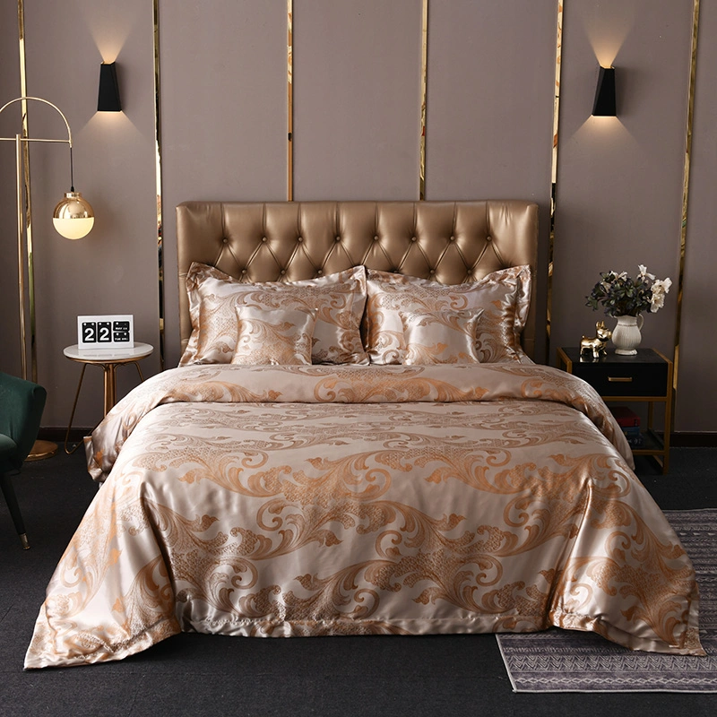 Classic Luxury Jacquard Silk Satin Soft Luxury Bed Sets Duvet Cover Bedding Set 4 6 8 10 PCS Set