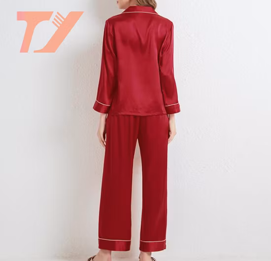 Damen-Pyjama-Sets aus Seidensatin, Nachtwäsche, Homewear, Nachtwäsche, Robe